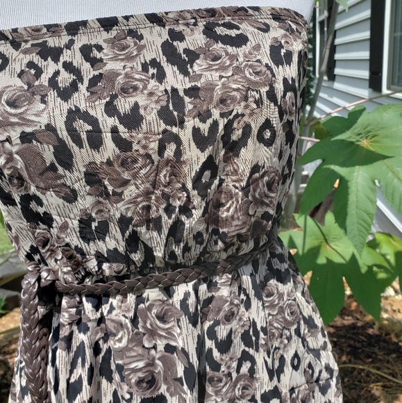 Closet Cleanout! DNA Couture Chiffon Jaguar Rose Print Dress - Picture 4 of 6